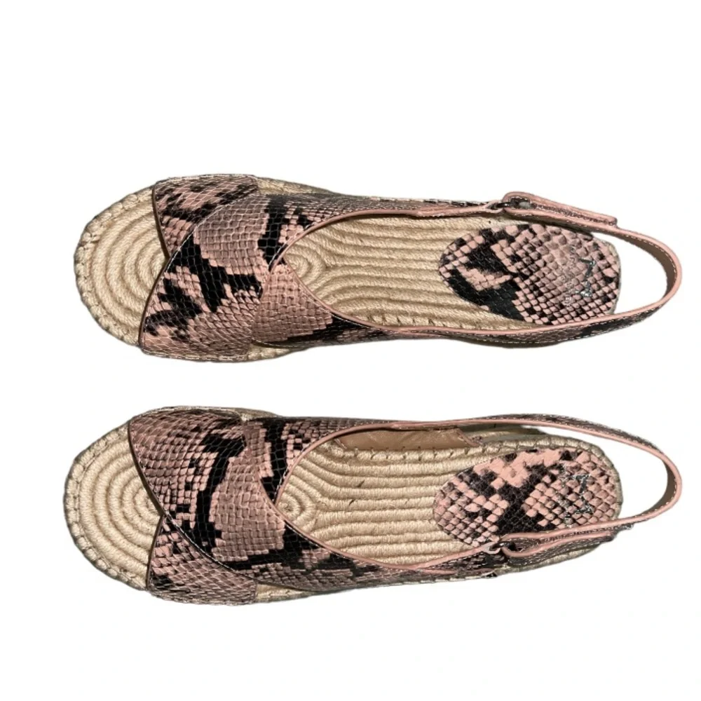 NEW Marc Fisher LTD Gandy Pink Leather Snakeskin Espadrille Platform Sandals